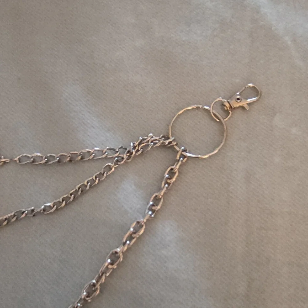 Silver Tone Metal Heart Chain w/ Lobster Clasps , Gothic Pocket Chain Accessory